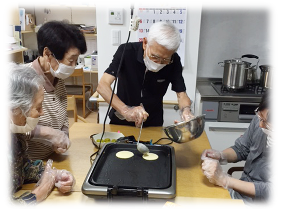 ホットケーキを焼いています